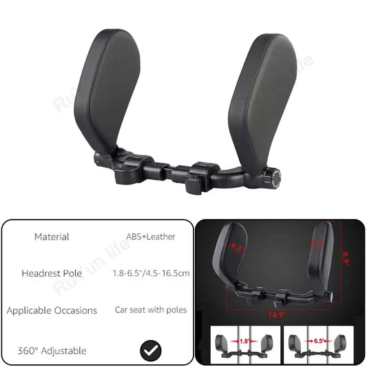 Car Headrest Pillow 360° Adjustable Sleeping Head Neck Support PU U-Shaped Travel Seat Rest Pillows Cushion for Kids Adults